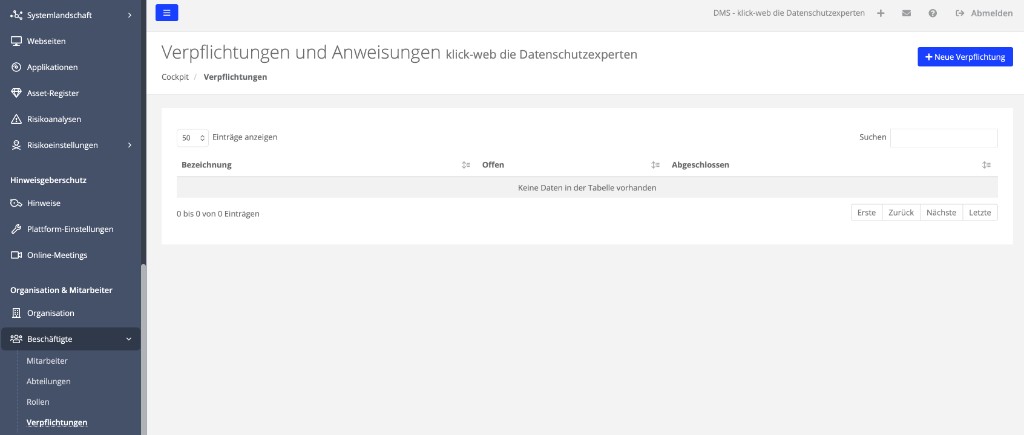 Mitarbeiterverpflichtungen im DMS